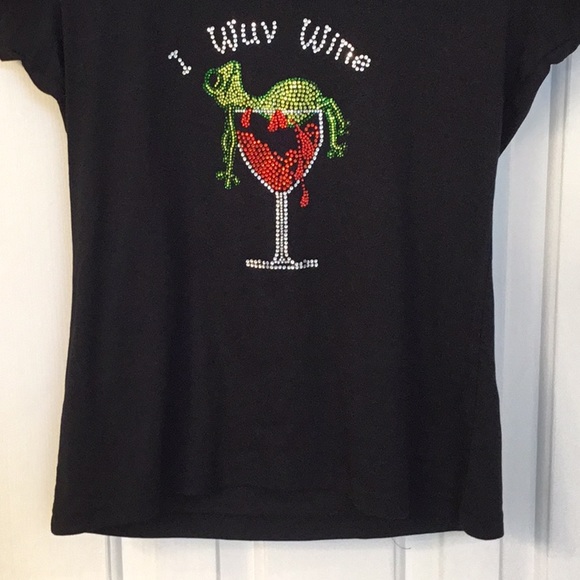 I WUV WINE Swarovski Crystal Embellished Tee - Picture 5 of 10